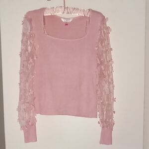 Pink Sweater with Floral Sleeves